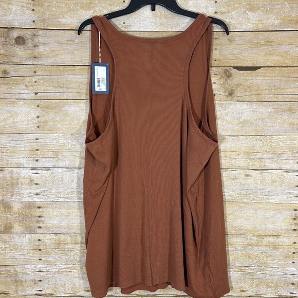 Universal Thread Womens Ribbed Tank Top 4X Copper Rust Brown Scoopneck Stretch - Picture 3 of 7